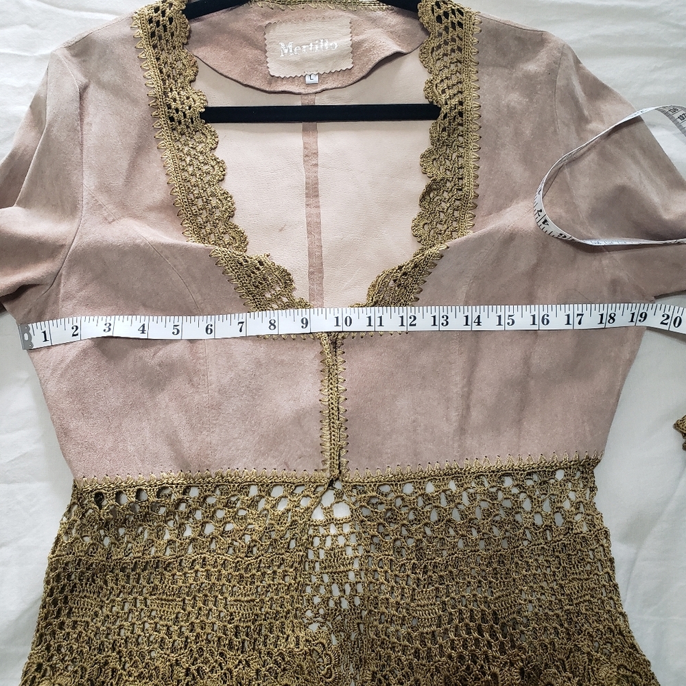 SOLD Mertillo leather and crochet jacket brown and gold size large - Picture 10 of 11